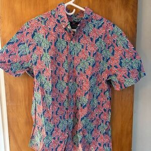 Vineyard Vines Mens Large Classic Fit Murray Shirt Hawaiian Palm Short Sleeve